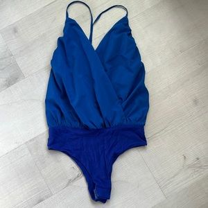 Blue backless bodysuit-small